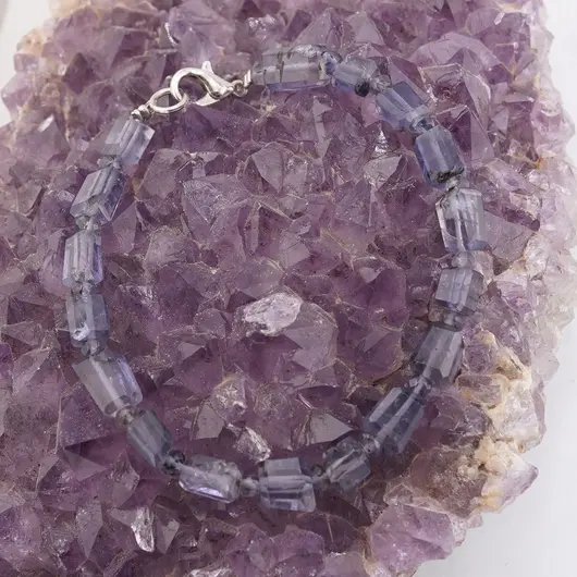 Set colier si bratara Iolith fatetat 7-10mm si discuri fatetate 4mm, imagine 3