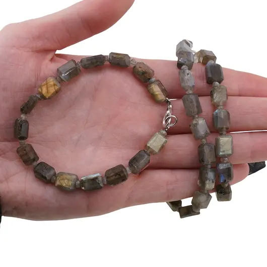 Set colier si bratara Labradorit fatetat 9-10mm si discuri fatetate 4mm, imagine 4