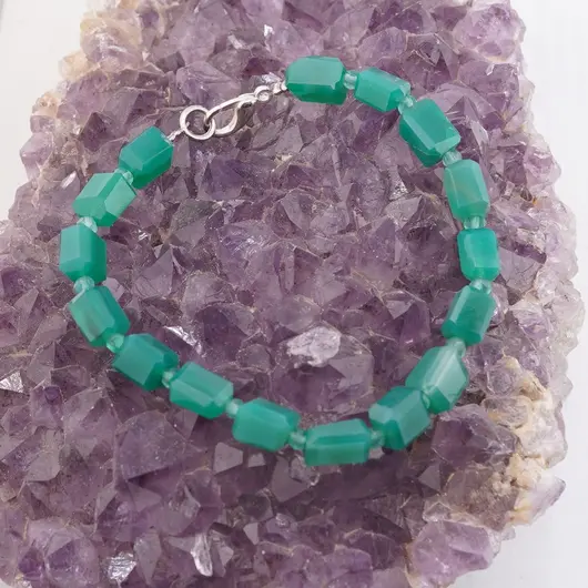 Set colier si bratara Onix verde fatetat 8-9mm si discuri fatetate 3mm, imagine 3