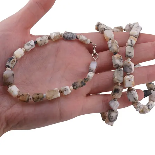 Set colier si bratara Opal dendritic fatetat 8-10mm si discuri fatetate 4mm, imagine 4