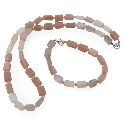 Set colier si bratara Piatra lunii degrade fatetat 8-10mm si discuri fatetate 4mm