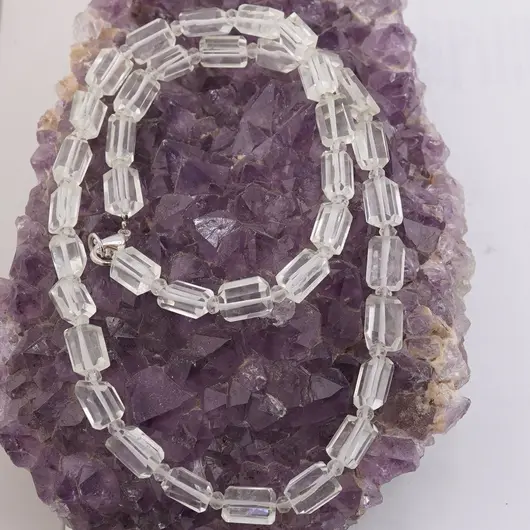 Set colier si bratara Prasiolit fatetat 9-10mm si discuri fatetate 4mm, imagine 2