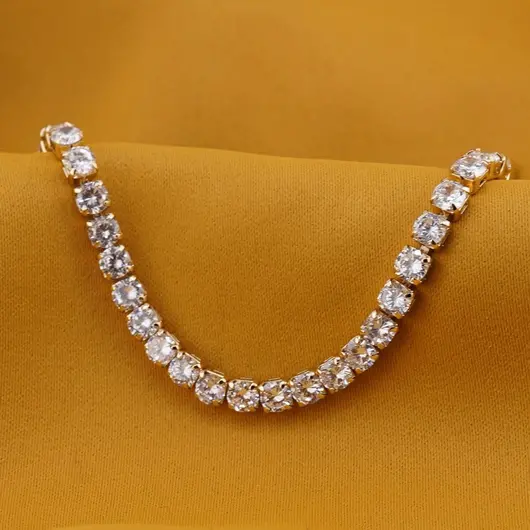Bratara Cupru placat cu aur galben 18k, model box cu zirconii incrustate, imagine 2