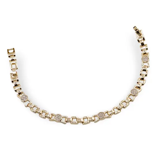 Bratara Cupru placat cu aur galben 18k, model fundite cu zirconii incrustate