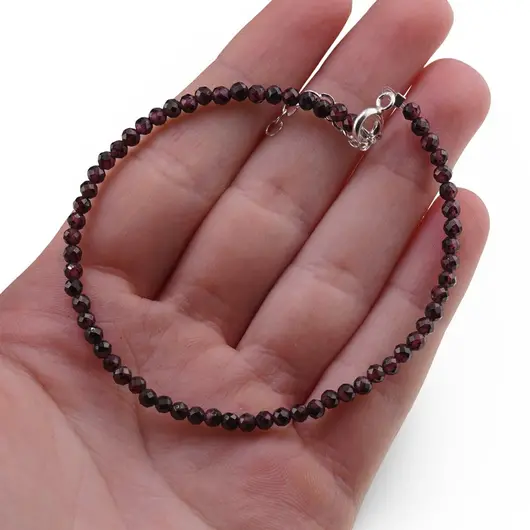 Bratara Granat Rhodolit sfere fatetate, 3mm, imagine 3