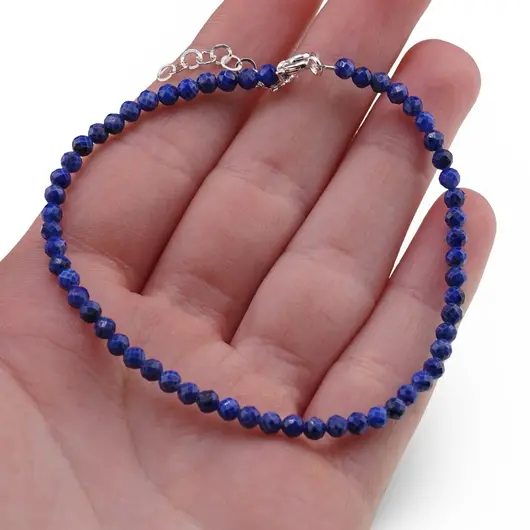 Bratara Lapis Lazuli sfere fatetate, 3mm, imagine 3