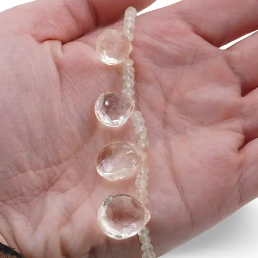 Colier Acvamarin discuri fatetate 3mm si Citrin briolete 12-14mm, imagine 3
