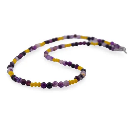 Colier Agat mov 4mm si Agat galben discuri fatetate 3mm, imagine 2