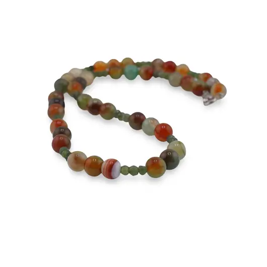 Colier Agat verde cu galben 8mm si Jad discuri fatetate 4mm, imagine 2