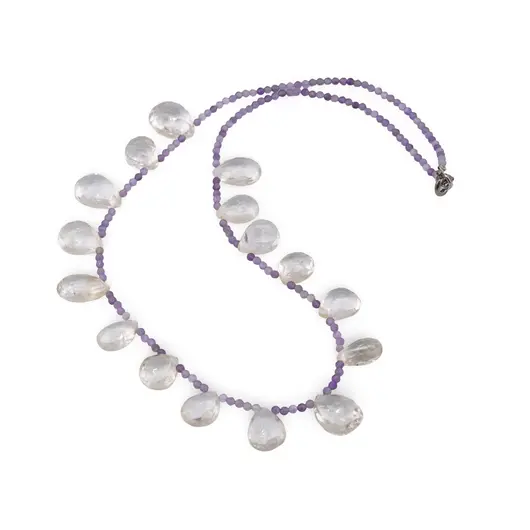 Colier Ametist sfere fatetate 2mm si Citrin briolete 12-15mm
