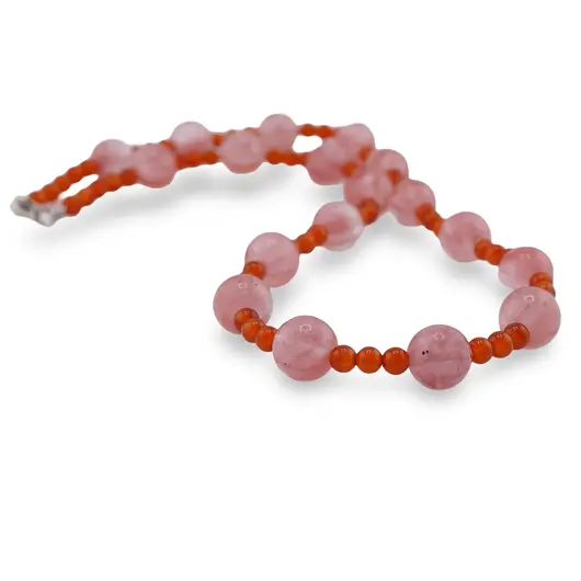 Colier Carneol sfera 4mm si Cuart cherry sfera 10mm, imagine 2