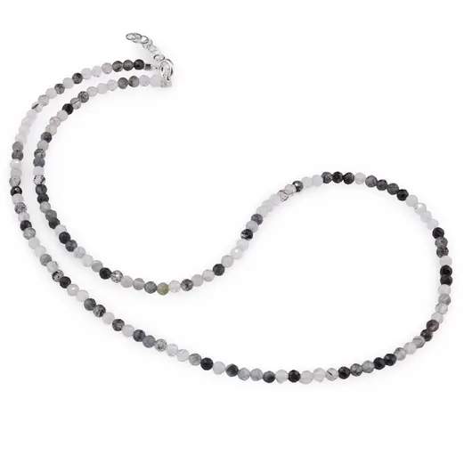 Colier Cuart turmalinat sfere fatetate, 3mm