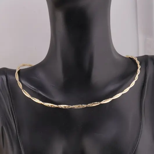 Colier cupru placat cu aur galben 18k model twisted rope, imagine 2