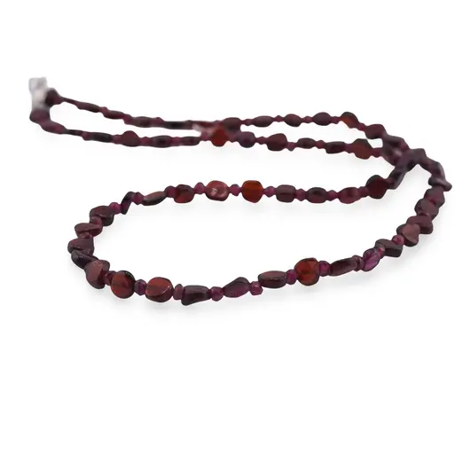 Colier Granat banuti 5-6mm si discuri fatetate 3mm, imagine 2