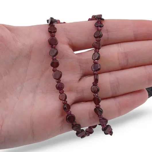 Colier Granat banuti 5-6mm si discuri fatetate 3mm, imagine 3