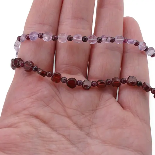 Colier Granat banuti 5mm si sfere 2mm, Ametist banuti 5mm, Hematit steluta aurie, imagine 3