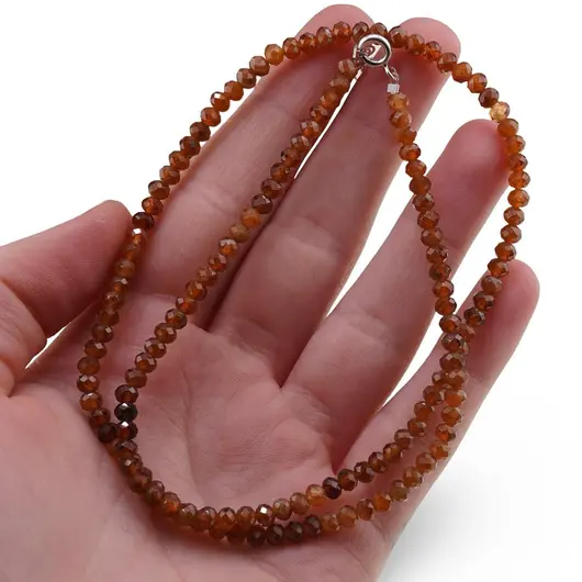 Colier Granat Hessonit degrade discuri fatetate, 4mm, imagine 3