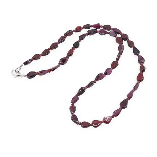 Colier Granat picatura neuniforma 6-9mm si discuri 2mm
