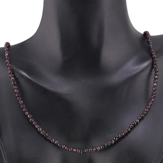 Colier Granat Rhodolit sfere fatetate, 3mm, imagine 2