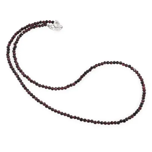 Colier Granat Rhodolit sfere fatetate, 3mm