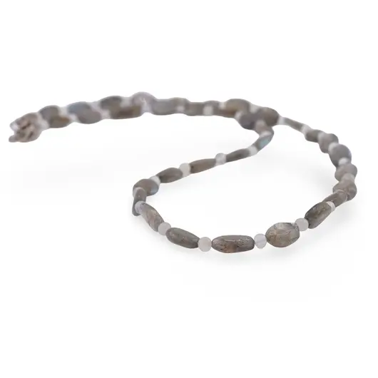Colier Labradorit neuniform 8-11mm si Piatra lunii sfere 3mm, imagine 2
