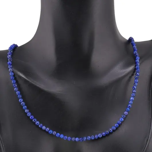 Colier Lapis Lazuli sfere fatetate, 3mm, imagine 2