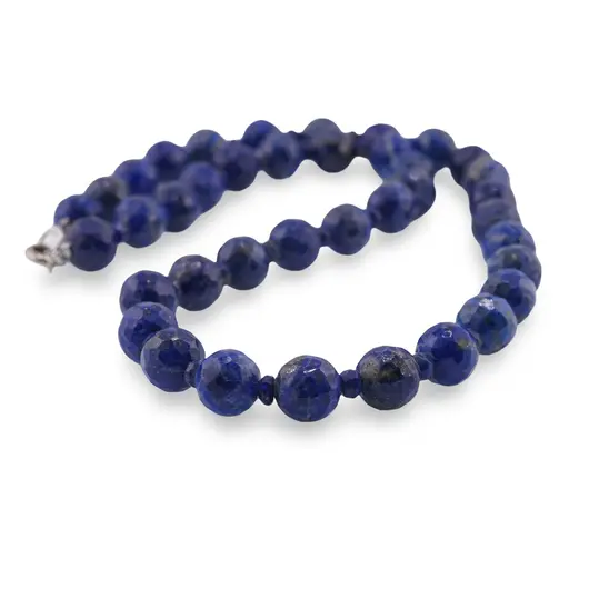 Colier Lapis lazuli sfere fatetate 8-9mm si discuri fatetate 4mm, imagine 2