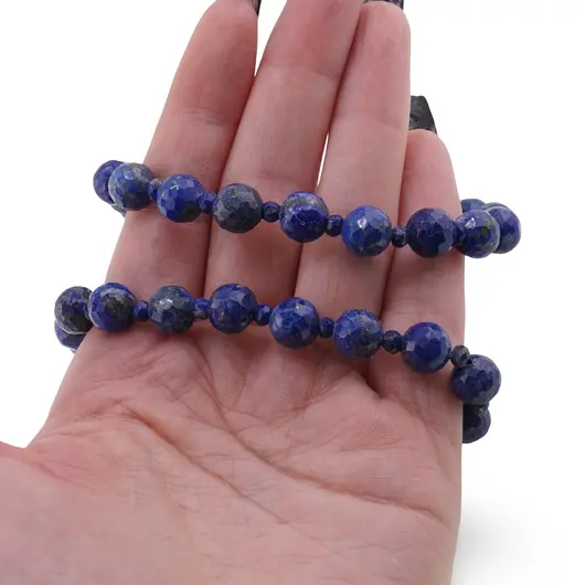 Colier Lapis lazuli sfere fatetate 8-9mm si discuri fatetate 4mm, imagine 3
