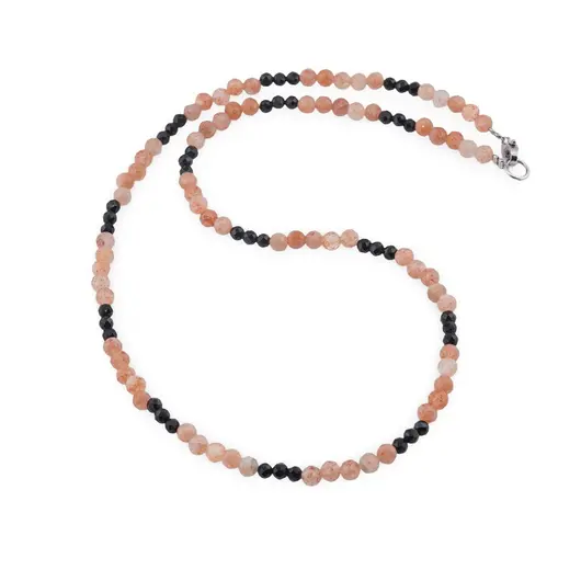 Colier Piatra soarelui sfere fatetate 4mm si Turmalina sfere fatetate 3mm