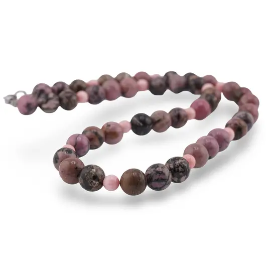 Colier Rodonit sfere 8mm si Coral roz sfere 5mm, imagine 2