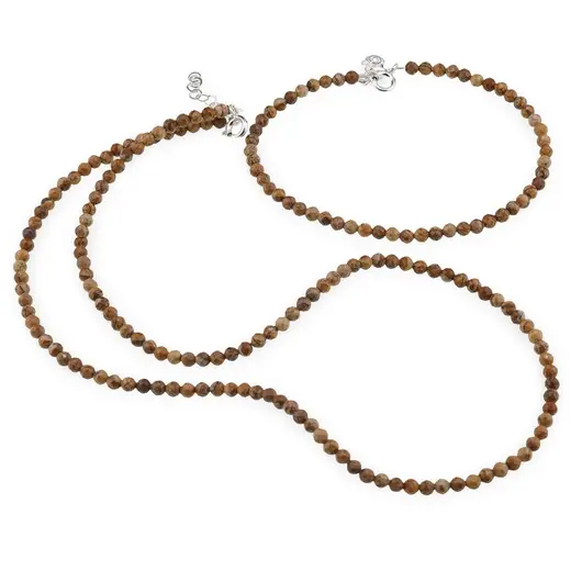 Set bratara si colier Jasp Peisaj sfere fatetate 3,5mm