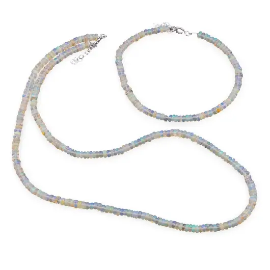 Set bratara si colier Opal etiopian de foc rondele 3,5-4mm