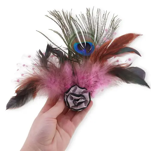 Accesoriu brosa / agrafa pentru par cu pene