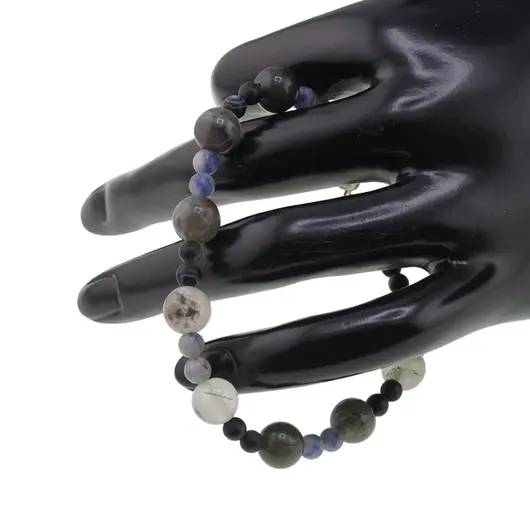 Bratara Heliotrop sfere 8mm, Sodalit sfere 4mm si Agat negru sfere 4mm, imagine 2