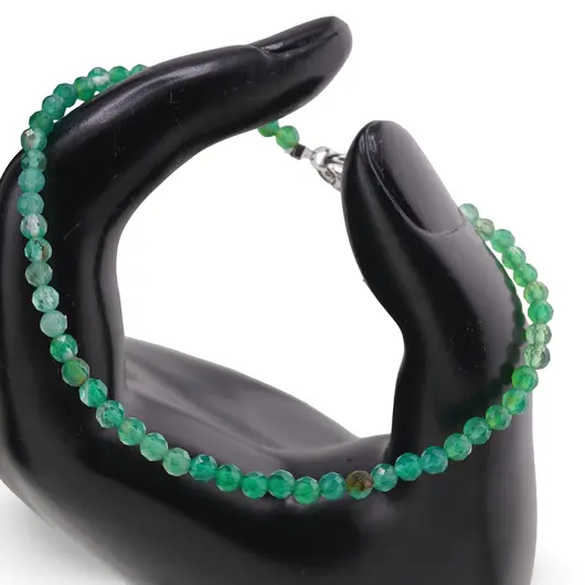 Bratara Onix verde degrade sfere  fatetate, 3mm, imagine 2