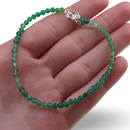 Bratara Onix verde degrade sfere  fatetate, 3mm, imagine 3