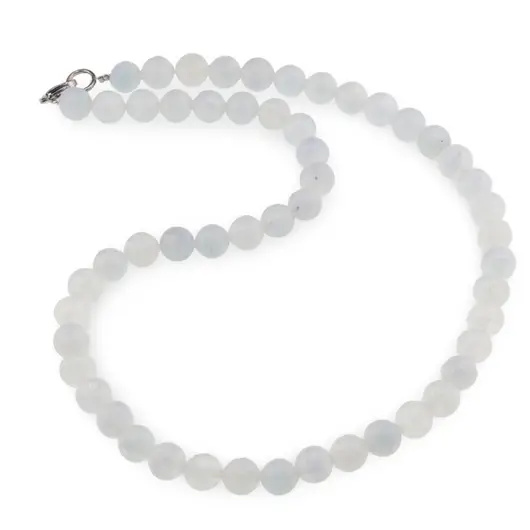 Colier Acvamarin sfere fatetate 8mm
