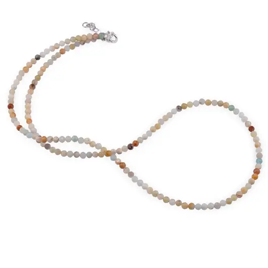 Colier Amazonit sfere fatetate, 3mm