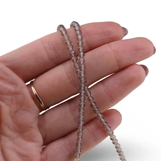 Colier Cuart fumuriu sfere fatetate 3mm, imagine 3
