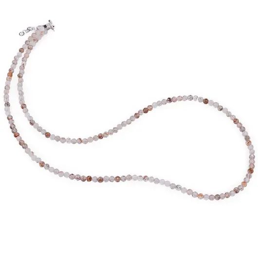 Colier Cuart rutilat rosu sfere fatetate, 3mm