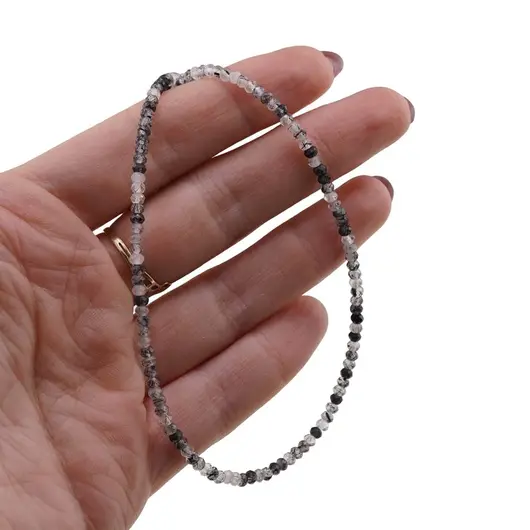 Colier Cuart turmalinat discuri fatetate 3mm, imagine 3