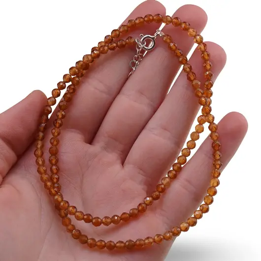 Colier Granat hessonit sfere fatetate 3,5mm, imagine 3