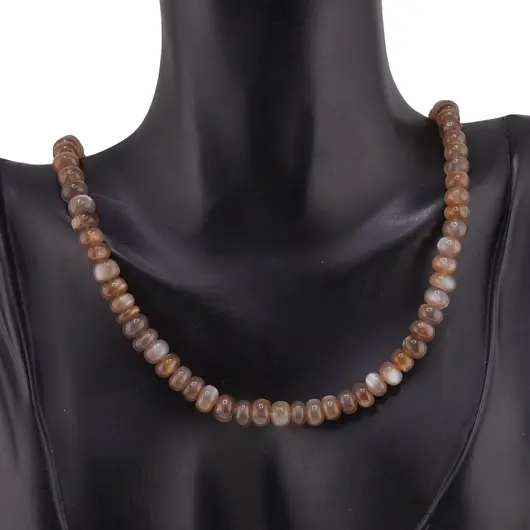 Colier Piatra lunii maro rondele 5-7mm si argint 925, imagine 2