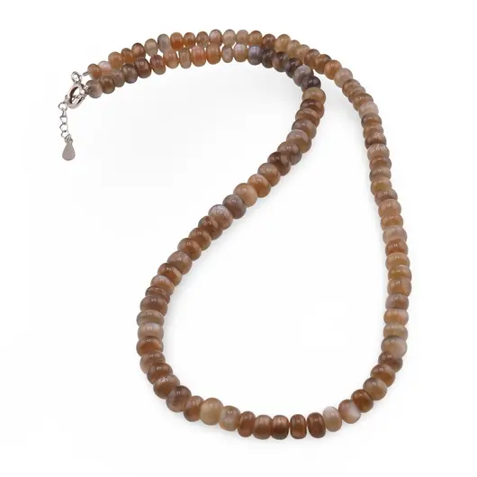 Colier Piatra lunii maro rondele 5-7mm si argint 925