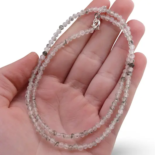 Colier Prasiolit sfere fatetate, 3mm, imagine 3