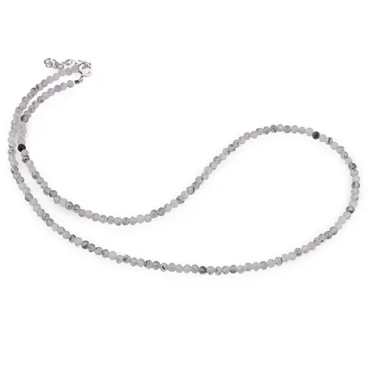 Colier Prasiolit sfere fatetate, 3mm