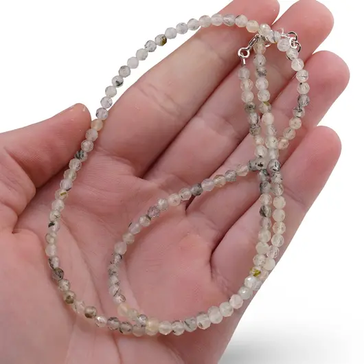 Colier Prehnit sfere fatetate, 3mm, imagine 3