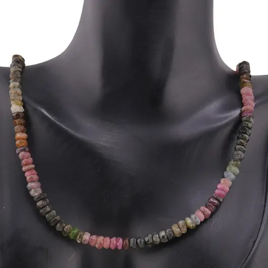 Colier Turmalina multicolora discuri fatetate, 5mm, imagine 2