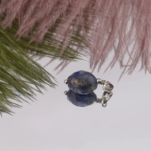 Pandantiv Lapis Lazuli oval fatetat 11mm, imagine 2