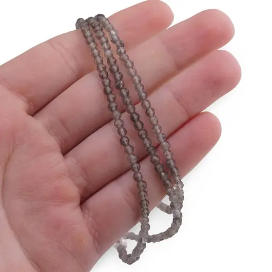 Set bratara si colier Cuart fumuriu sfere fatetate, 3mm, imagine 3
